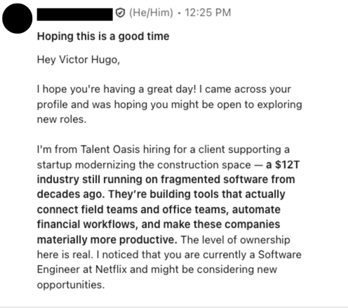 LinkedIn recruiter message 10