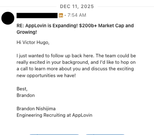 LinkedIn recruiter message 12