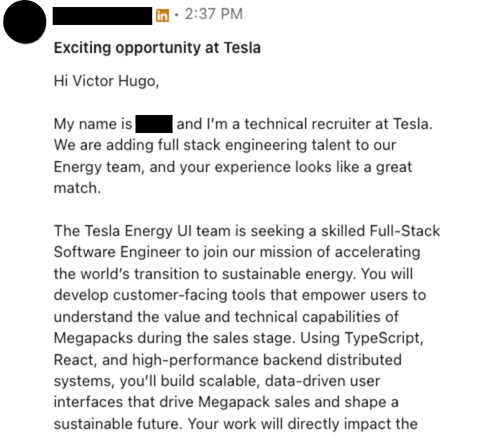 LinkedIn recruiter message 3