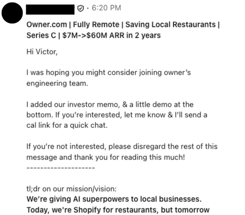 LinkedIn recruiter message 9